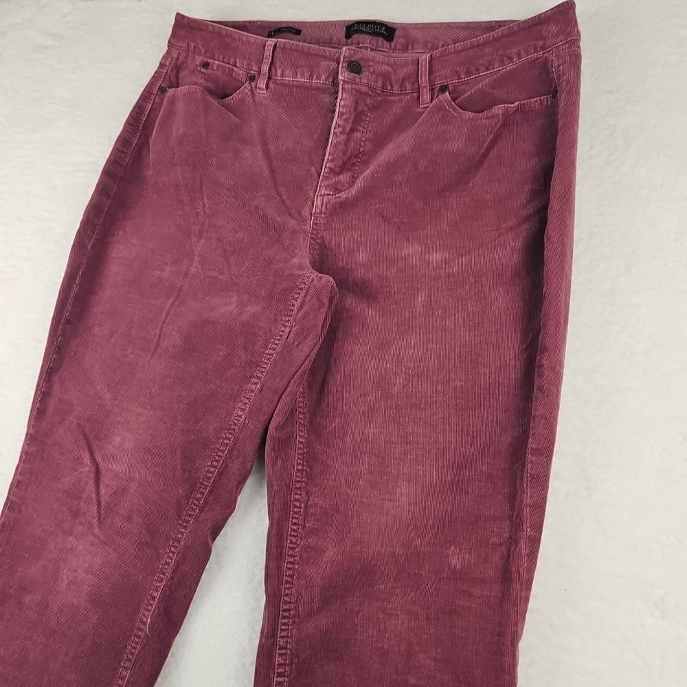 Talbots Flawless 5 Pocket Fuchsia Straight Corduroy Mid Rise Pants Sz 14w Casual
